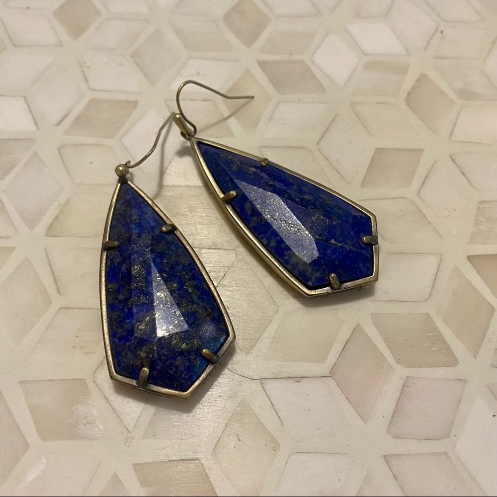 Kendra Scott Blue Lapis and Antique Brass Caroline Earrings
